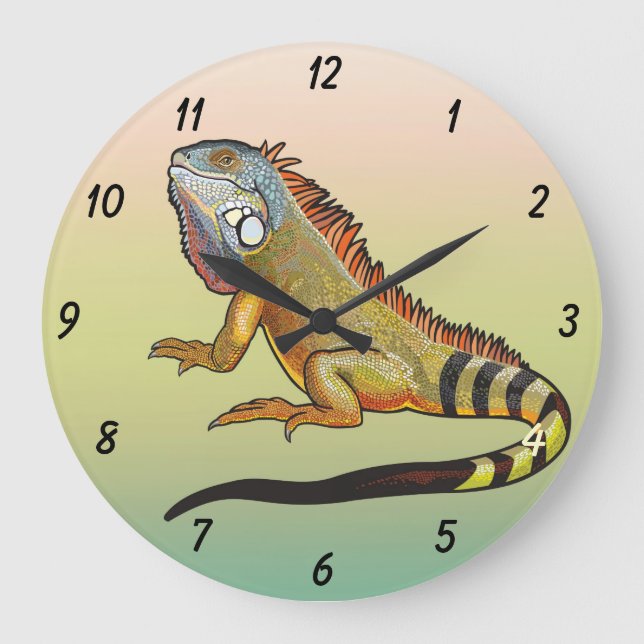 Reloj Redondo Grande green iguana (Anverso)