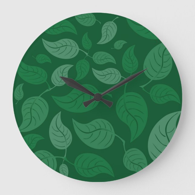 Reloj Redondo Grande Green leaves (Anverso)