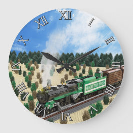 Reloj Redondo Grande Green Mountain 4-8-2 Train Clock