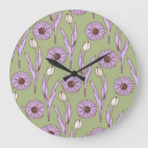 Green Purple Retro Y2K Funky Hippie Flower Pattern
