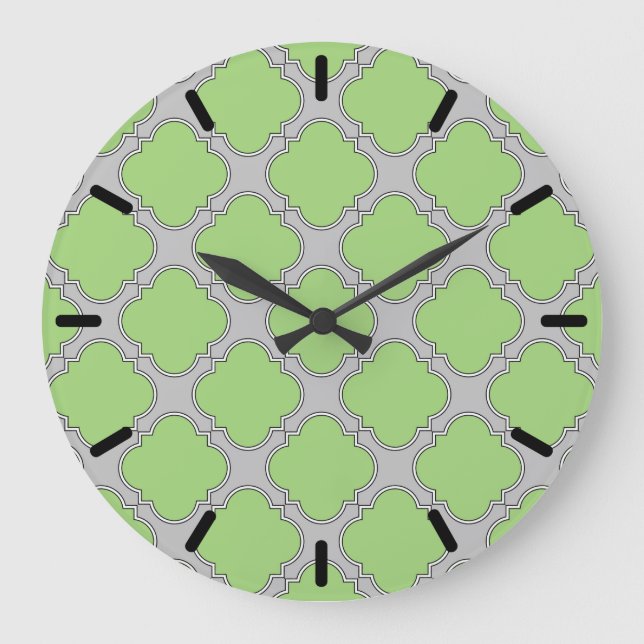 Reloj Redondo Grande Green Quatrefoil (Anverso)