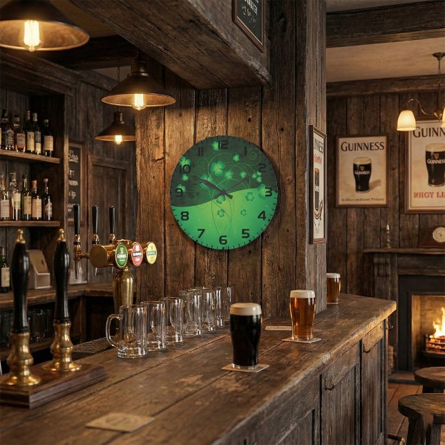 Reloj Redondo Grande Green Shamrock Clover St Patrick’s Day Luck (Subido por el creador)