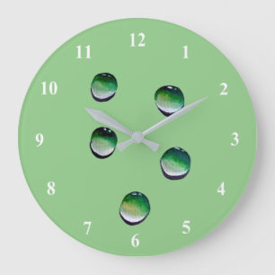 Reloj Redondo Grande Green water drops water art