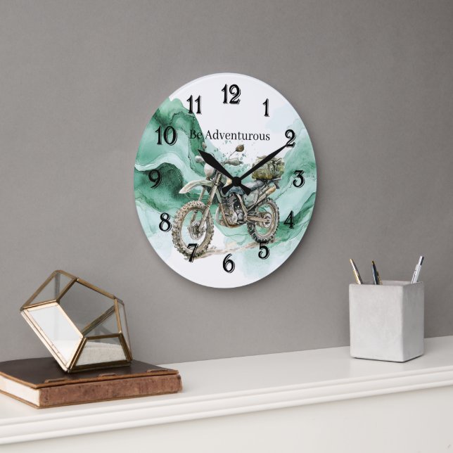 Reloj Redondo Grande Green Wave Motorcycle Be Adventurous (Oficina)