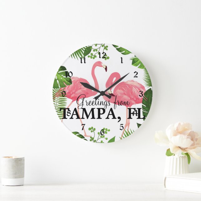 Reloj Redondo Grande Greetings from Tampa, FL (Hogar)