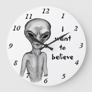 Reloj Redondo Grande Grey Alien , quiero creer
