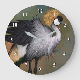 Reloj Redondo Grande Grey Crowned Crane Bird Wall Clock