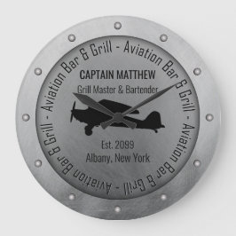 Reloj Redondo Grande Grill Master Bartender Aviation Bar & Grill