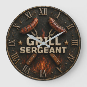 Reloj Redondo Grande Grill Sergeant Funny BBQ Grill Master Barbecue