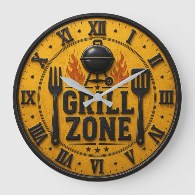 Reloj Redondo Grande Grill Zone BBQ Grill Master Kitchen Rustic  (Anverso)