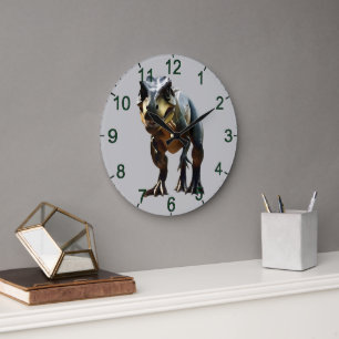 Reloj Redondo Grande **"Grin temerosa: La sonriente T-Rex"**