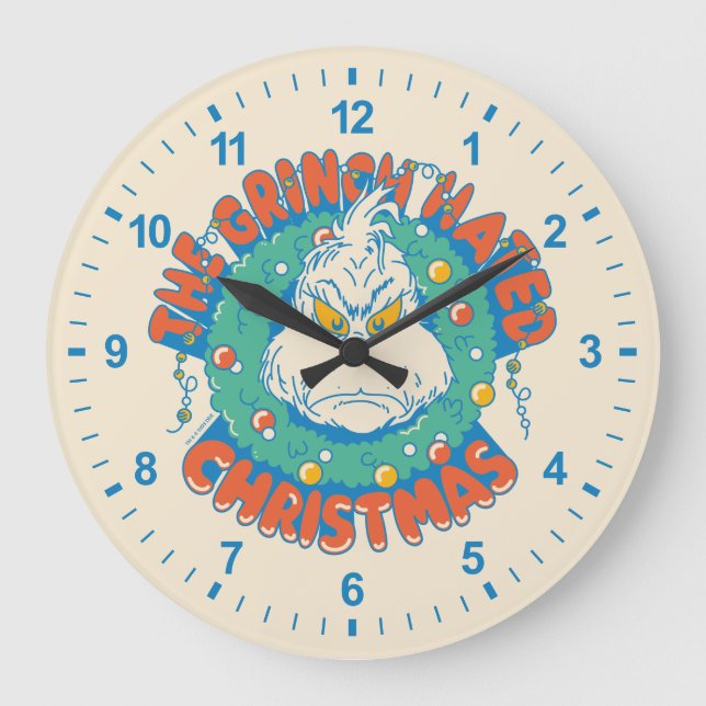 Reloj Redondo Grande Grinch Navidades Odiados (Anverso)