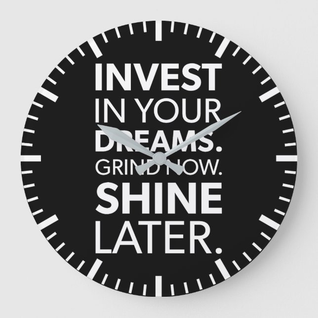 Reloj Redondo Grande Grind Now, Shine Después - Motivación del éxito (Anverso)