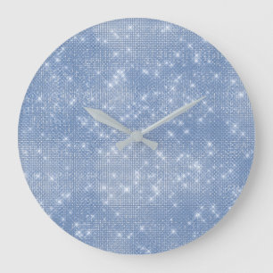 Reloj Redondo Grande Gris Blue Celestial Sequin Diamond Sparkly
