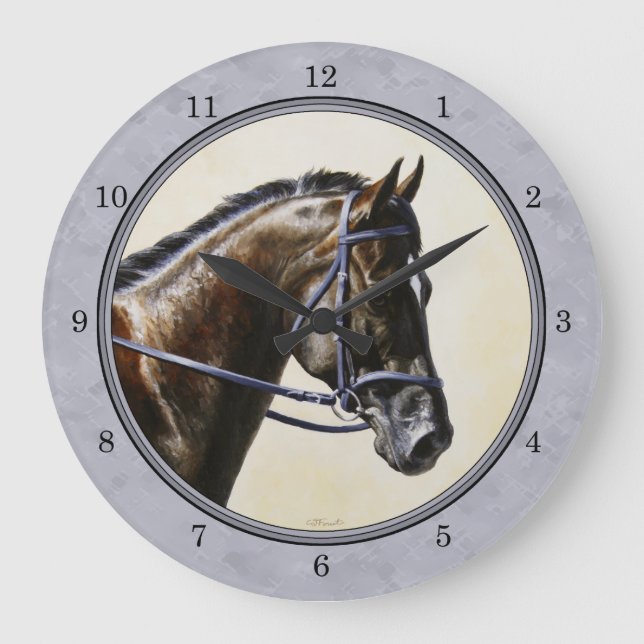 Reloj Redondo Grande Gris del caballo deportivo de Dark Bay (Anverso)