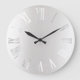 Reloj Redondo Grande Gris gris plateado Negro Metalizado Números romano