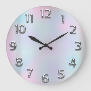 Reloj Redondo Grande Gris rosa. Número de árabe Modelo Holograma Azul
