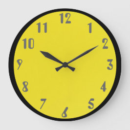 Reloj Redondo Grande Gris sobre amarillo