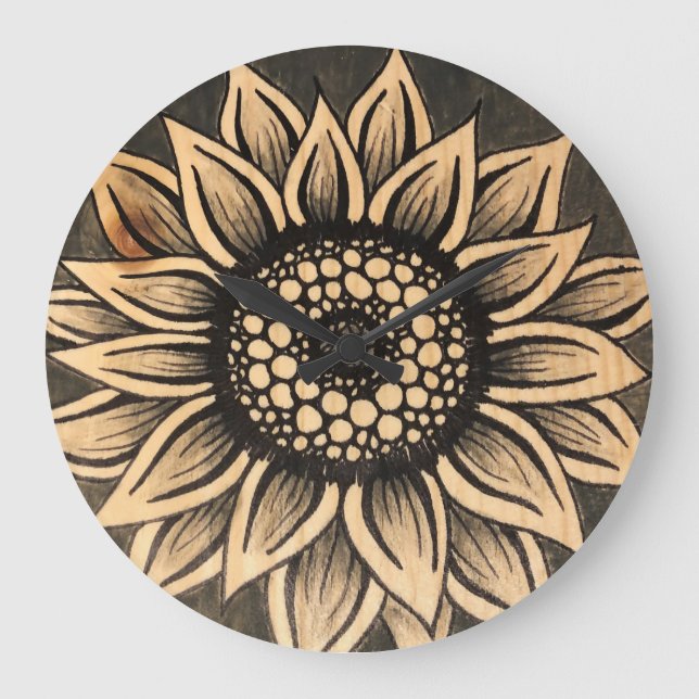 Reloj Redondo Grande Gris Sunflower Wall Clock (Anverso)