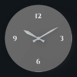 Reloj Redondo Grande Gris y blanco Minimalista<br><div class="desc">El reloj artístico moderno presenta un diseño minimalista en una paleta de colores gris y blanco. Un diseño sencillo y sencillo con números blancos sobre un fondo gris. Una moderna adición a su cocina, sala de estar o pared de oficinas, un moderno regalo de oficina o un moderno regalo de...</div>