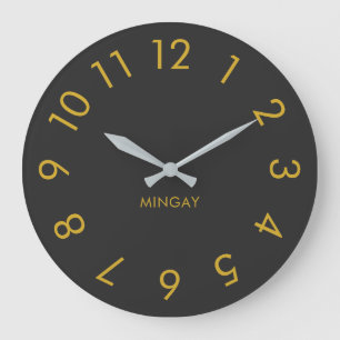 Reloj Redondo Grande Gris y oro sólido Minimalista personalizado modern
