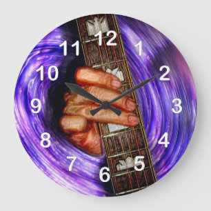 Reloj Redondo Grande Grito de guitarra morado vórtex