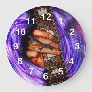 Reloj Redondo Grande Grito de guitarra morado vórtex