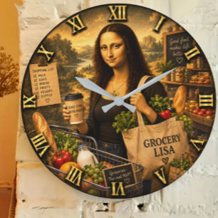 Reloj Redondo Grande Grocery Funny Mona Lisa Shopping Lover Gift