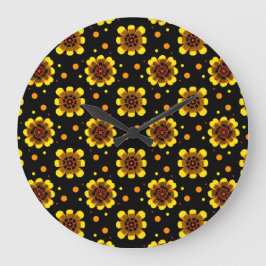 Reloj Redondo Grande Groovy 70s Daisy Flower Power Pattern