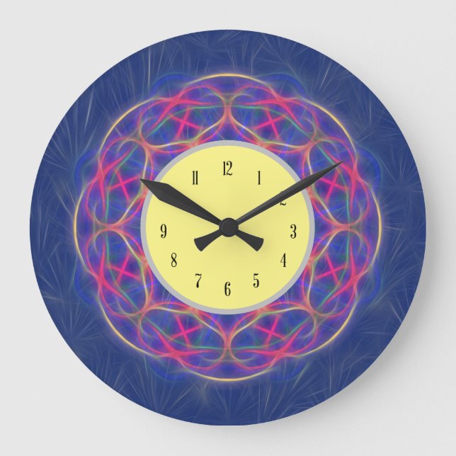 Reloj Redondo Grande Groovy Fractal Art Clock (Anverso)