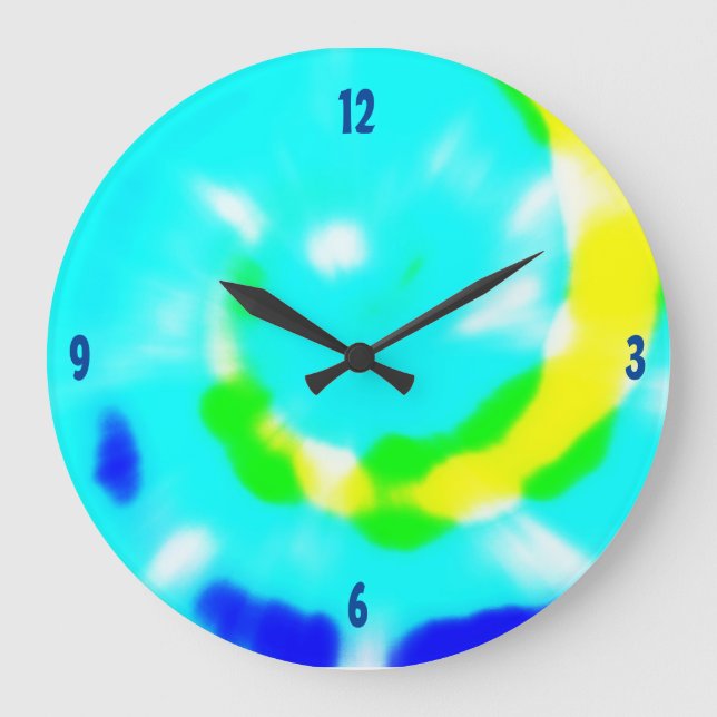 Reloj Redondo Grande Groovy Tie Dye Design (Anverso)