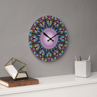 Reloj Redondo Grande Groovy Time Mushrooms Neon Mandala