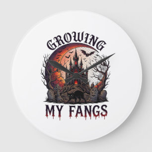 Reloj Redondo Grande Growing Fangs Halloween Casa Embrujada Gato Negro