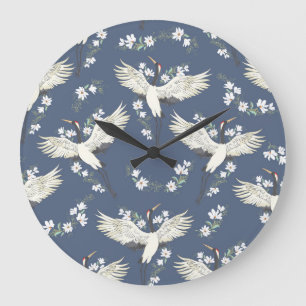 Reloj Redondo Grande Grúa de época: Patrón de pájaro volador