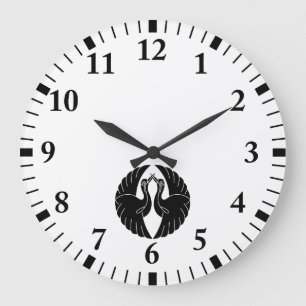 Reloj Redondo Grande Grullas blancas enfrentadas