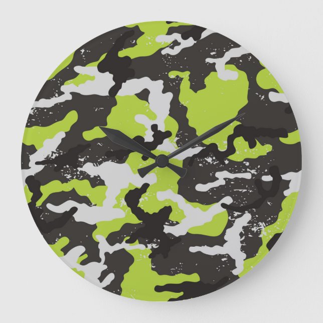 Reloj Redondo Grande Grunge Camouflage Vintage Background (Anverso)