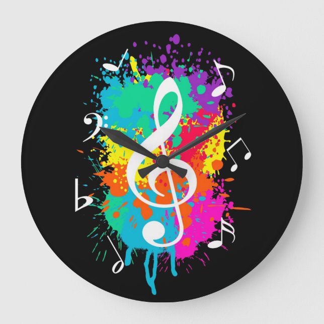 Reloj Redondo Grande Grunge musical (Anverso)
