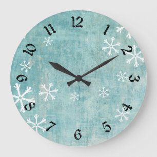 Reloj Redondo Grande Grungy Snowflakes