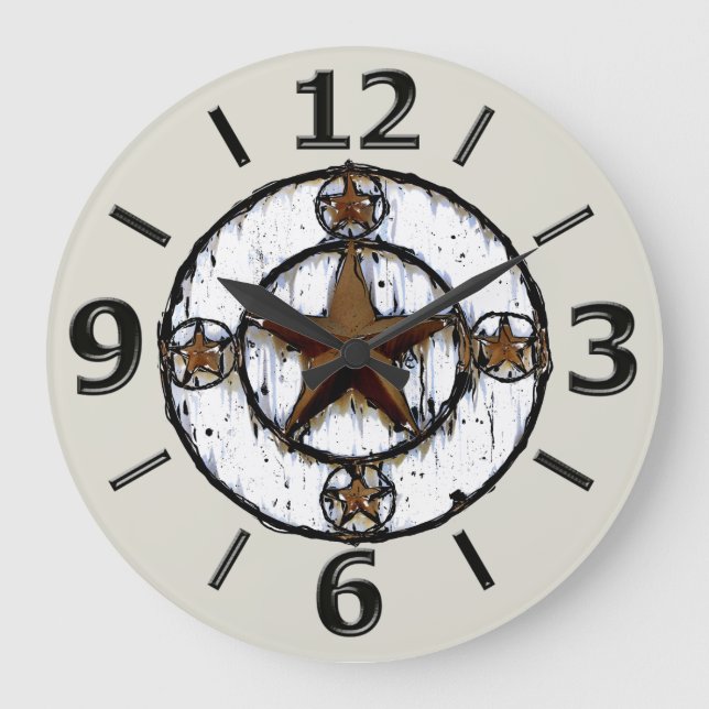 RELOJ REDONDO GRANDE GRUNGY TEXAS STAR (Anverso)