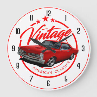 Reloj Redondo Grande GTO de vintage en rojo