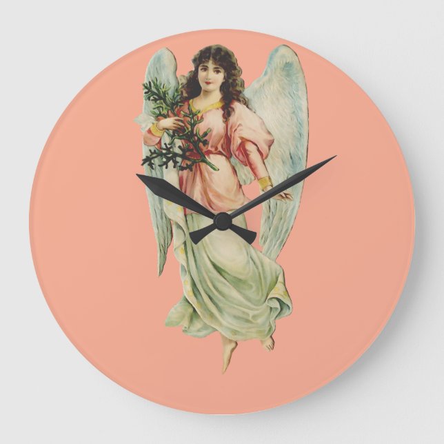 Reloj Redondo Grande Guardian Angel Divine Watchfulness & Grace Art (Anverso)