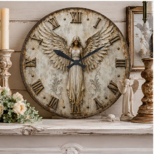Reloj Redondo Grande Guardian Angel Farmhouse Christian Home Art