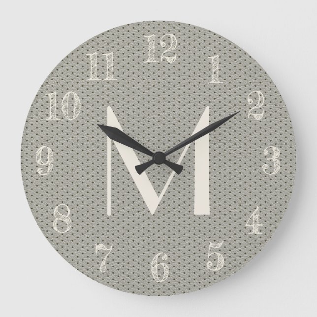 Reloj Redondo Grande Guay Gray Leather Look Add Monograma (Anverso)