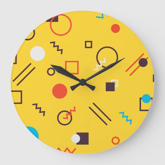 Reloj Redondo Grande Guay, Memphis geométrica única, de moda, urbana (Anverso)