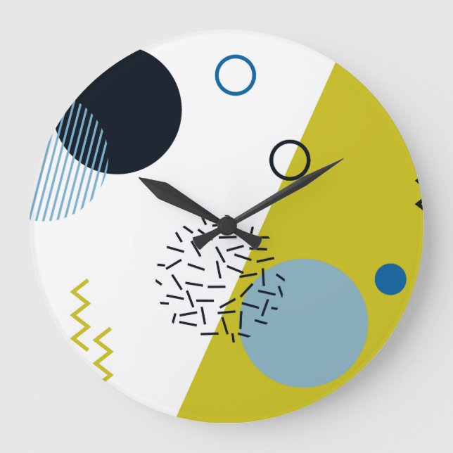 Reloj Redondo Grande Guay, moderno, moderno, geométrico verde Memphis (Anverso)