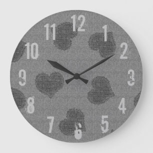 Reloj Redondo Grande Guay Rustic Fabric Look Hearts Wall Clock