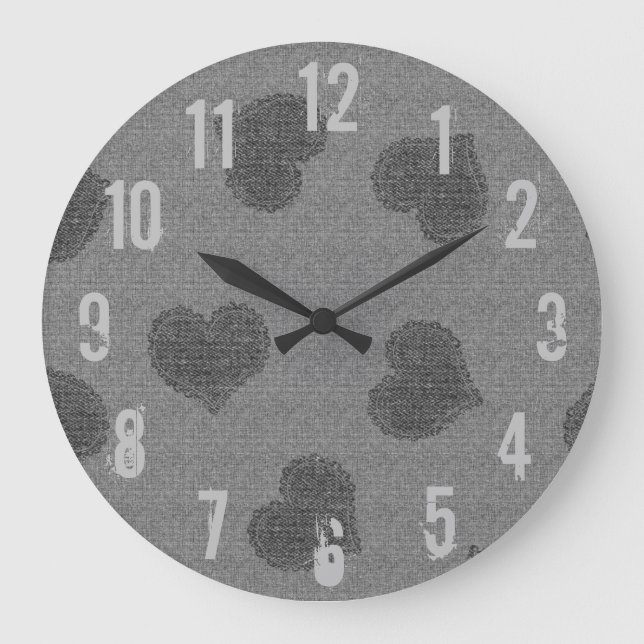 Reloj Redondo Grande Guay Rustic Fabric Look Hearts Wall Clock (Anverso)