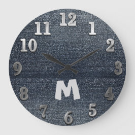Reloj Redondo Grande Guay Rustic Look Blue Denim Wall Clock