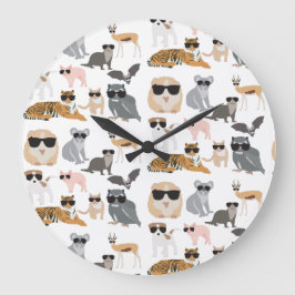 Reloj Redondo Grande Guay y animales divertidos con gafas de sol