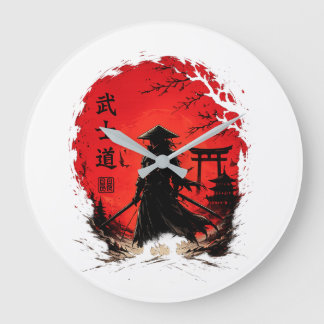 Reloj Redondo Grande Guerrero samurái Bushido Luna Roja Japones Vintage
